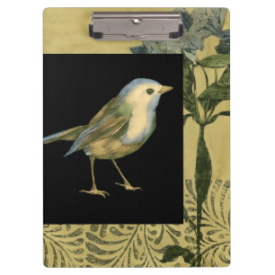 Vogel auf schwarzem und vintage Hintergrund Klemmbrett