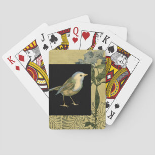 Vogel auf schwarzem und vintage Hintergrund Spielkarten