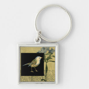 Vogel auf schwarzem und Vintagem Hintergrund Schlüsselanhänger