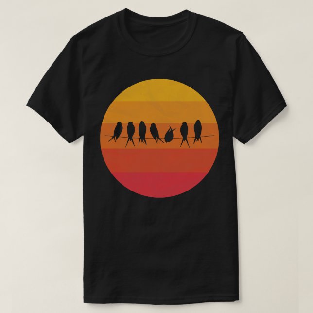 Vögel auf Seil T-Shirt (Design vorne)