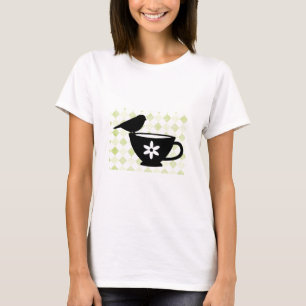 Vogel auf Teetassensilhouette T-Shirt