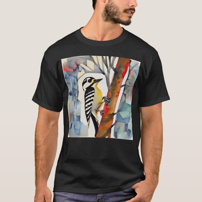 Vögel auf Vintagem Baum T-Shirt (Vorderseite)