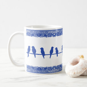 Vögel auf Wire Blue White Willow Whimsical Simple Kaffeetasse