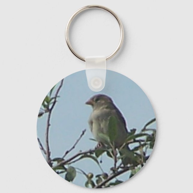 Vogel auf Zweig Schlüsselanhänger (Vorderseite)