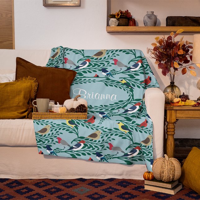 Vögel auf Zweigen Personalisiert Fleecedecke (Von Creator hochgeladen)