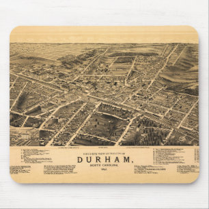 Vogel-Auge Ansicht von Durham, North Carolina Mousepad