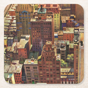 Vogel-Auge Ansicht von New York City durch John Rechteckiger Pappuntersetzer