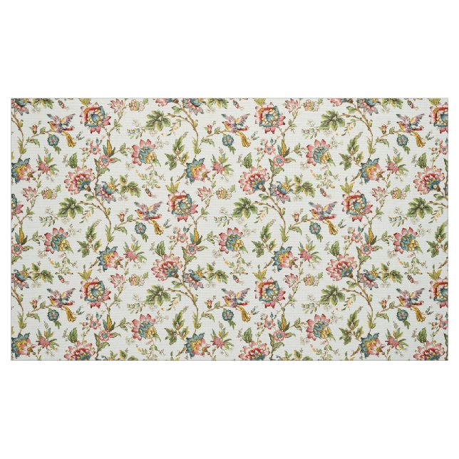Vögel aus der viktorianischen Ära auf Blütenmuster Stoff (Fat Quarter (45,7 x 55,9 cm))
