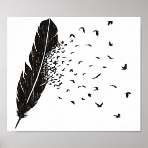 Vogel-Ausbrechen einer Feder Poster