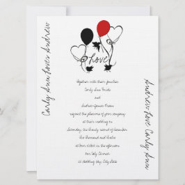 Vögel, Balloons und Herz Hochzeiten Einladung