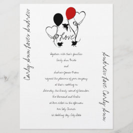 Vögel, Balloons und Herz Hochzeiten Einladung