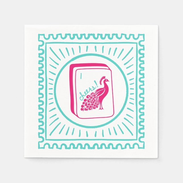 Vogel Bam Prost Mahjong-Party Serviette (Vorderseite)