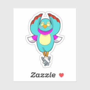 Vogel bei Ice Skaten mit Ice-Skaten.PNG Aufkleber