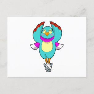 Vogel bei Ice Skaten mit Ice-Skaten.PNG Postkarte