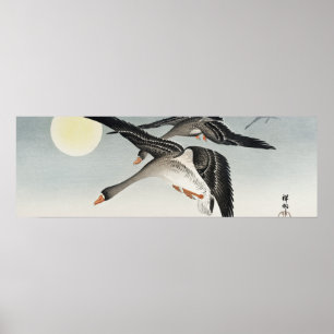 Vögel bei Vollmond von Ohara Koson (1900-1936) Poster