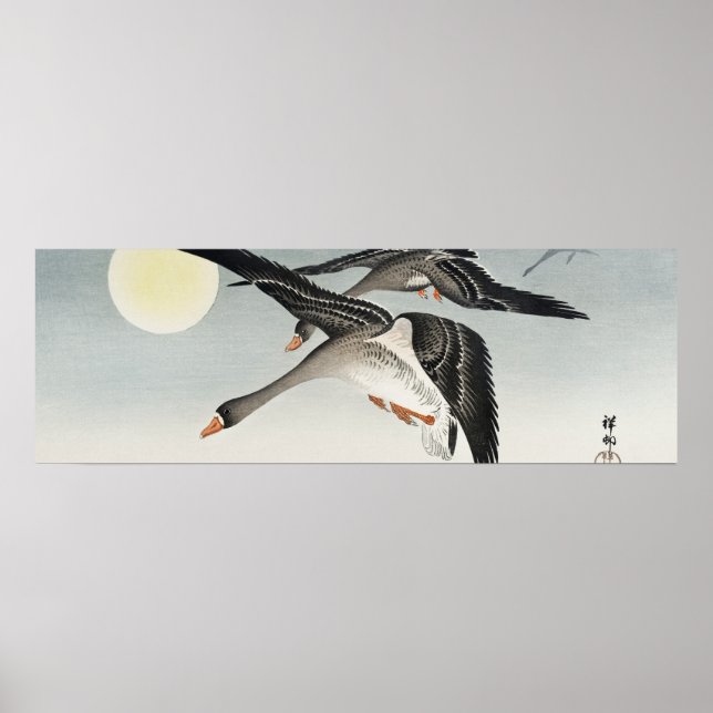 Vögel bei Vollmond von Ohara Koson (1900-1936) Poster (Vorne)