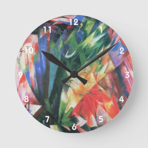 Vögel (Birds) von Franz Marc, Vintage Kubismus Kun Runde Wanduhr