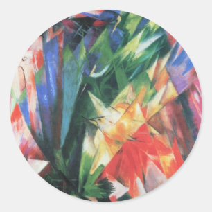 Vögel (Birds) von Franz Marc, Vintage-Kubismus-Kun Runder Aufkleber
