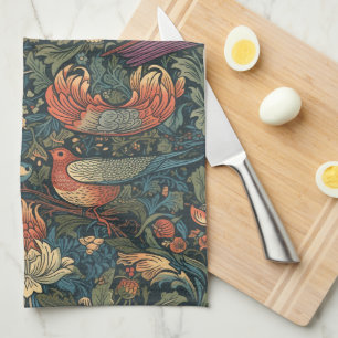 Vögel Blätter Blumenvintage-William-Morris-Muster Geschirrtuch