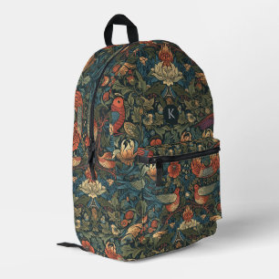 Vögel Blätter Floral Vintage William Morris Muster Bedruckter Rucksack