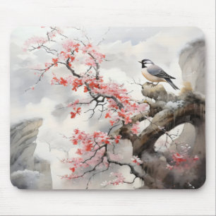 Vögel blühen Blumen Mousepad