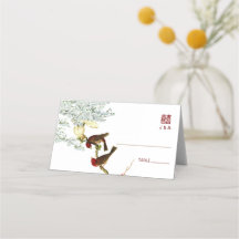 Vögel & Blume Chinesischer Hochzeitsplatz + Menüka