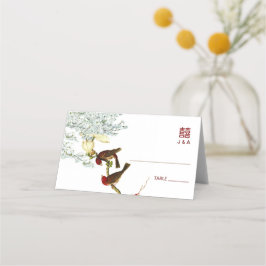 Vögel & Blume Chinesischer Hochzeitsplatz + Menüka Platzkarte