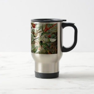 Vögel Blumen Blume Vogel Natur Vintage-Malerei Reisebecher