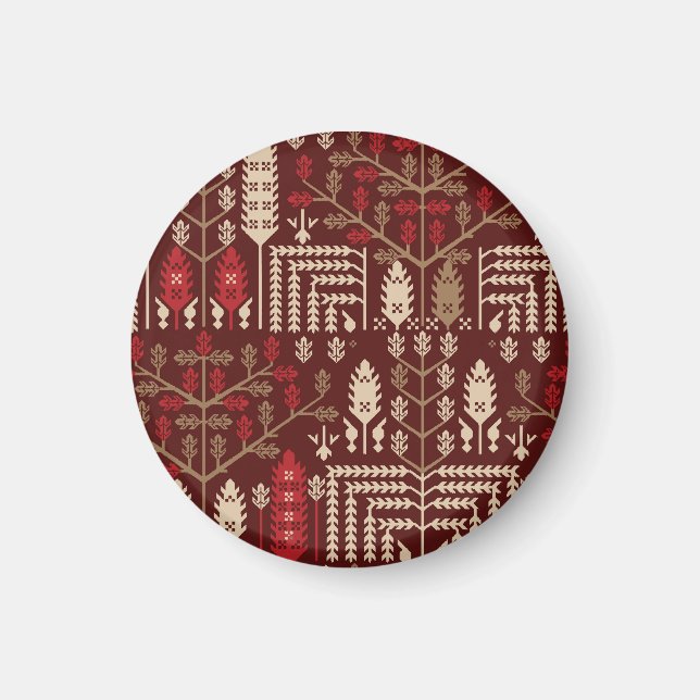 Vögel Blumen Dunkelblaues Muster Magnet (Vorne)