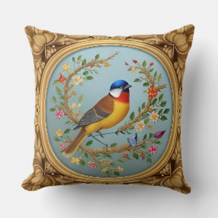🌸 Vogel Blumen Kissen Songvögel Natur Geschenk