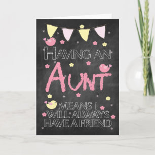 Vogel-Blumen Tanten-Birthday Chalkboard With Karte