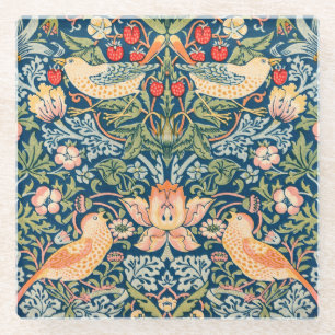 Vögel & Blumen Wm Morris Kunst  Glasuntersetzer