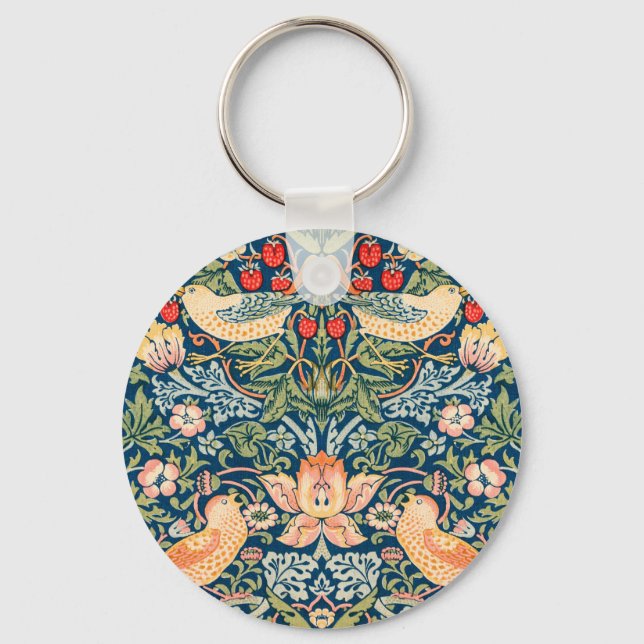 Vögel & Blumen Wm Morris Kunst Schlüsselanhänger (Vorderseite)