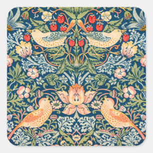 Vögel & Blumen Wm Morris Quadratischer Aufkleber
