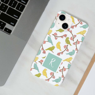 Vögel & Blüten Monogrammierter Wasserfarben-Sketch Case-Mate iPhone 14 Hülle