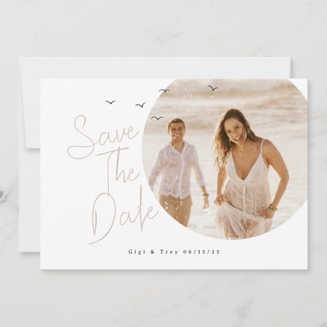 Vögel & Breezy Save the Date Card Einladung (Vorderseite)