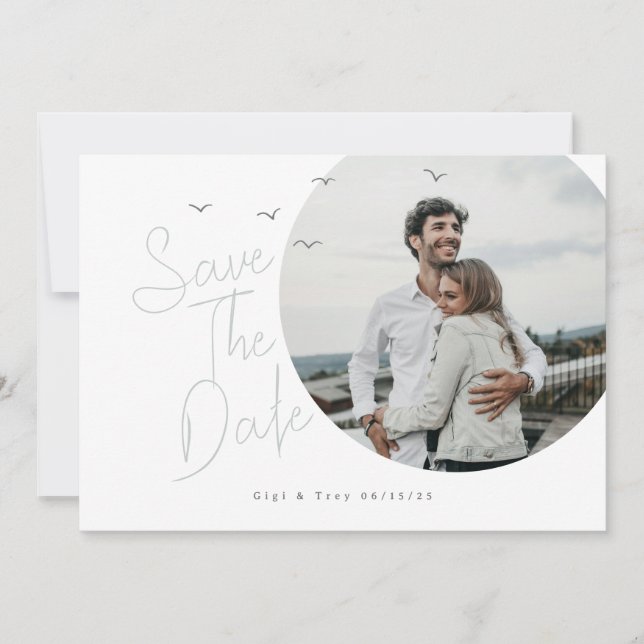 Vögel & Breezy Save the Date Card Einladung (Vorderseite)