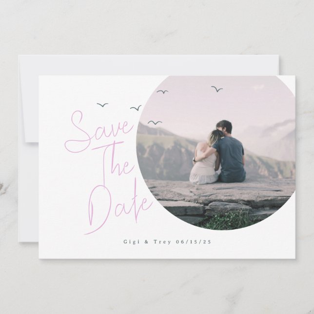 Vögel & Breezy Save the Date Card Einladung (Vorderseite)