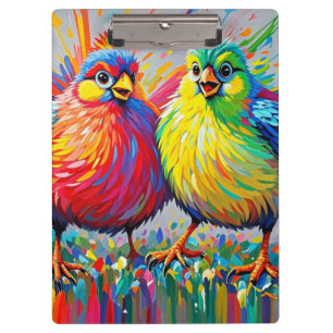Vögel bunten Kunst abstrakt dick Riesen niedlich l Klemmbrett