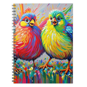 Vögel bunten Kunst abstrakt dick Riesen niedlich l Notizblock