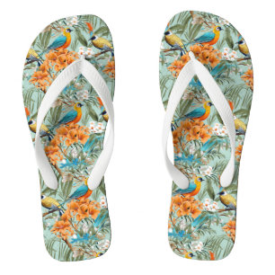 Vögel Chinoiserie Minz Orange Flip Flops