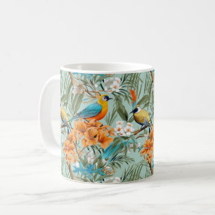 Vögel Chinoiserie Minz Orange Kaffeetasse