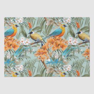 Vögel Chinoiserie Minz Orange Seidenpapier