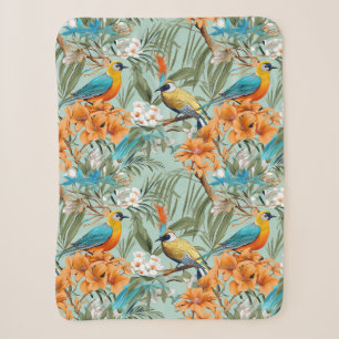 Vögel Chinoiserie Minz Orange Sherpadecke