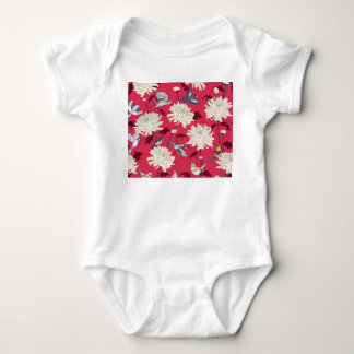 Vögel & Chrysanthemen: Vintage Blüten Baby Strampler