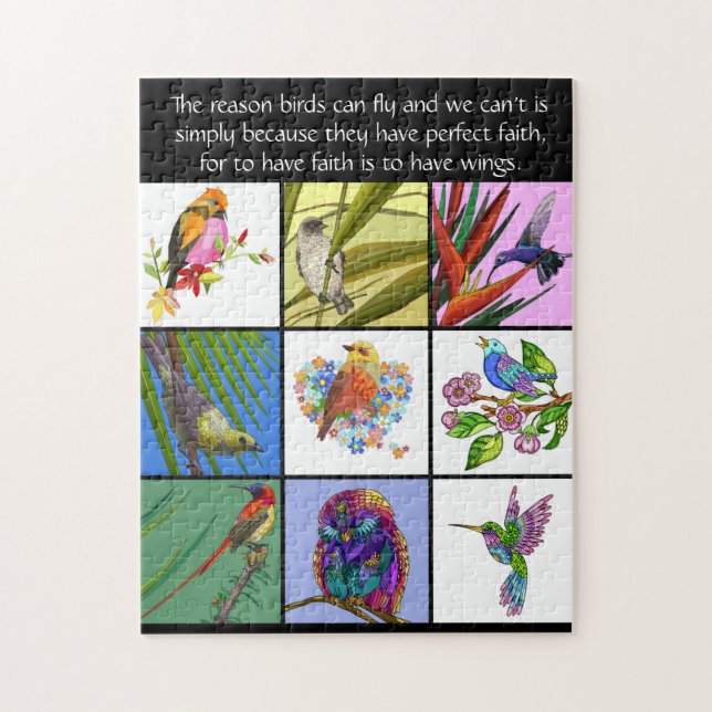 Vogel Collage & Quote, Vogel Lovers' Puzzle (Vertikal)