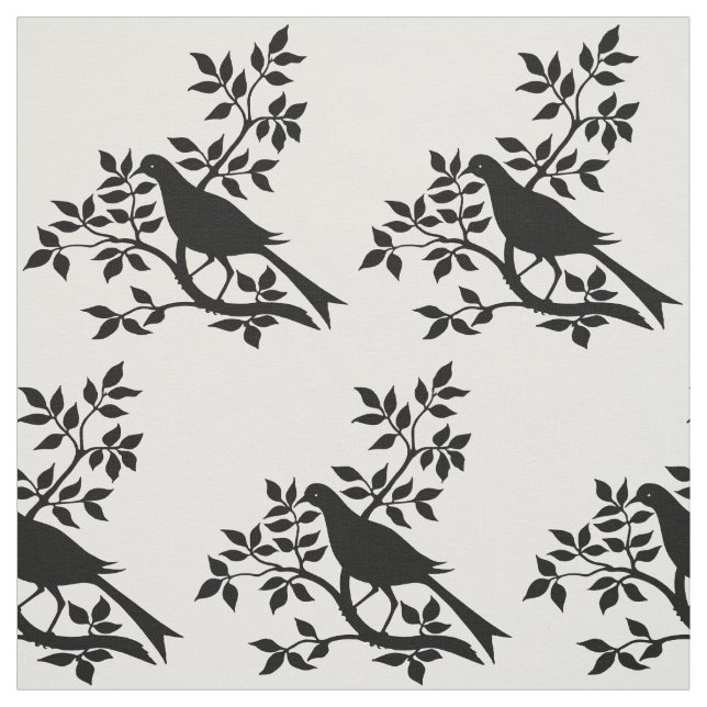 Vogel, der auf Baum-Niederlassungs-Silhouette Stoff (Muster)