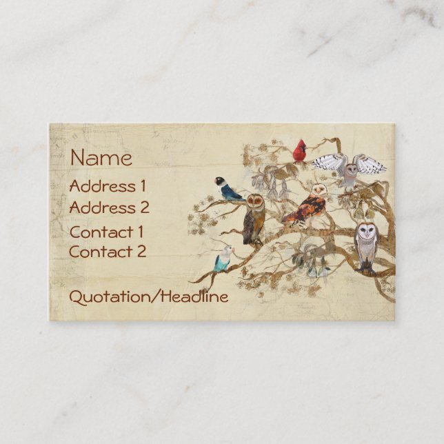VÖGEL der GLEICHEN FEDER-NIEDERLASSUNG Visitenkarte (Vorderseite)