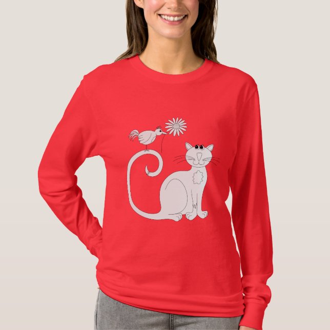 Vogel der Katzen-n… das Gänseblümchen T-Shirt (Vorderseite)