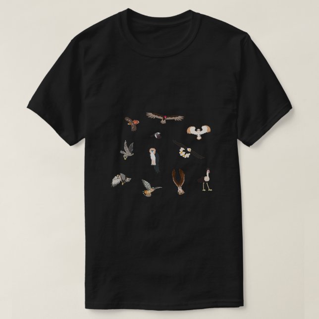Vögel der Sammlung von Greifvögeln T-Shirt (Design vorne)
